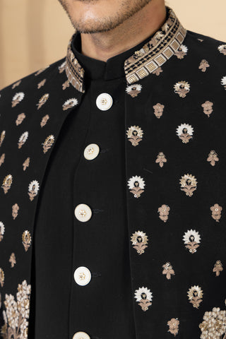 BLACK VANRAJ SHRUG INDO WESTERN