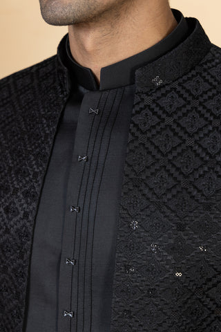 BLACK SILK SHRUG INDO WESTERN