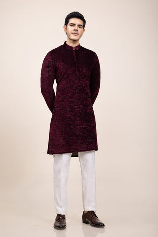 MAROON RIPPLE KURTA SET