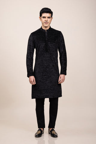 BLACK RIPPLE KURTA SET