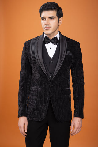 Black velvet tuxedo for men wedding