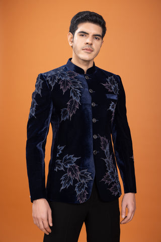 Navy Blue Handwork Jodhpuri For men
