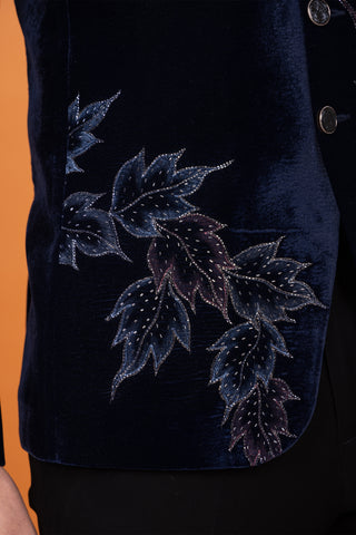 NAVY BLUE VELVET SIROSKI JODHPURI
