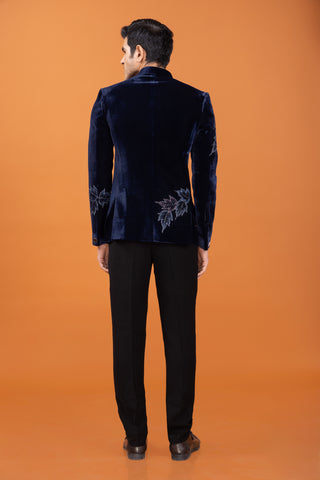 NAVY BLUE VELVET SIROSKI JODHPURI