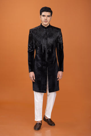 Black Designer Indowestern For Men For Wedding