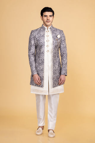 Grey Indo Western From Men For Wedding