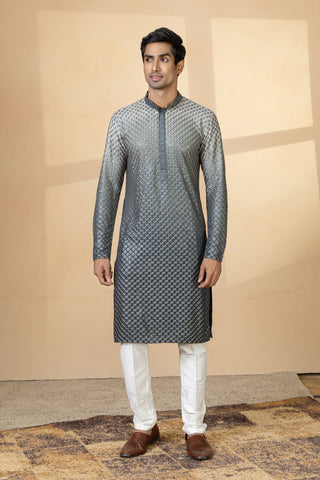 GREY OMBRE KURTA SET