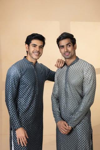 GREY OMBRE KURTA SET