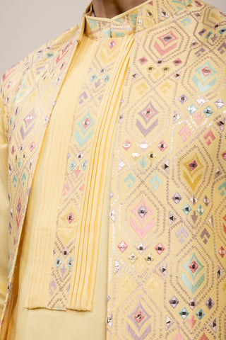YELLOW CHARISMA JACKET KURTA SET