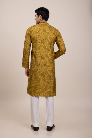 YELLOW THREADED KURTA SET