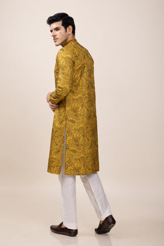 YELLOW THREADED KURTA SET