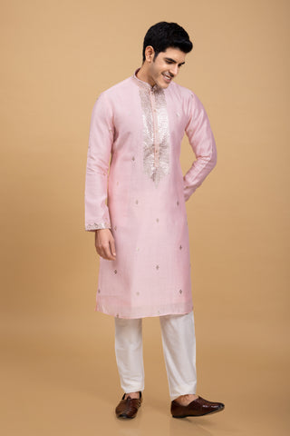 PINK PHOOL KURTA SET