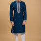 Blue Silk Kurta For Men For Wedding