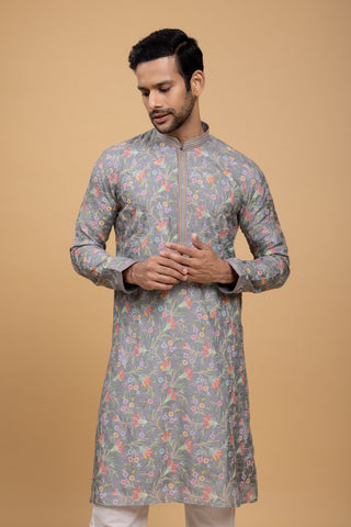 Pashmina Kurta Pajama Grey For Diwali