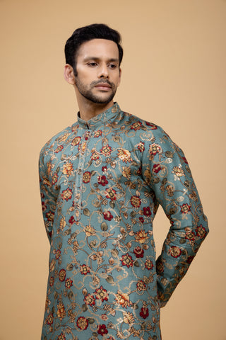 Green Floral Kurta Pajama