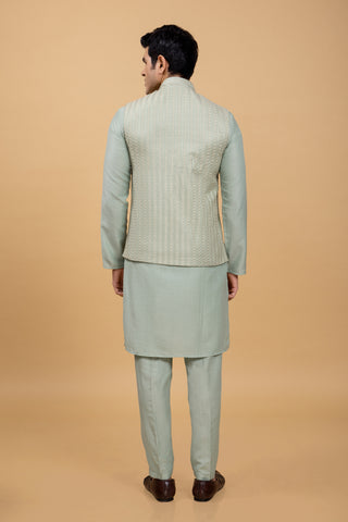 PISTA SILK JACKET KURTA SET