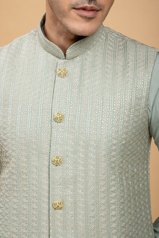 PISTA SILK JACKET KURTA SET