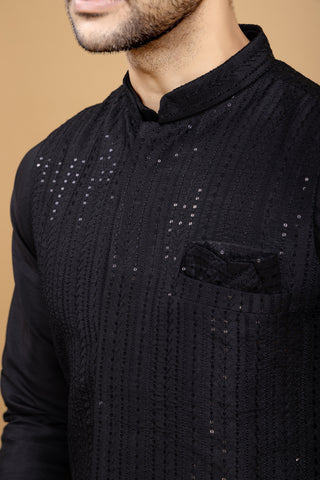 BLACK RAVEN JACKET KURTA SET