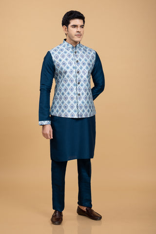 Blue Coti Kurta set For Men Weddinng