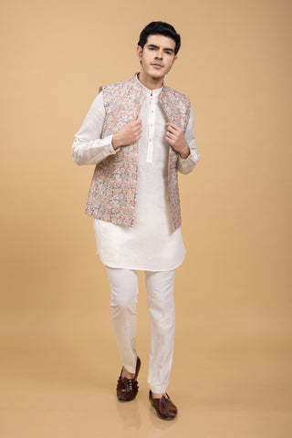 INDRA LINEN JACKET KURTA SET