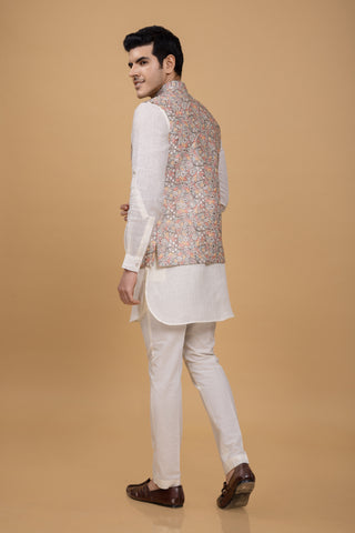 INDRA LINEN JACKET KURTA SET