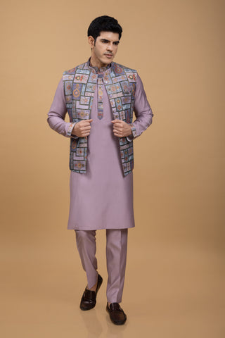 LAVENDER TETRIS JACKET KURTA SET