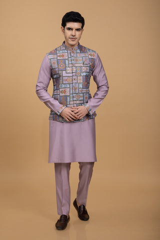 LAVENDER TETRIS JACKET KURTA SET