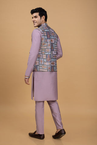 LAVENDER TETRIS JACKET KURTA SET