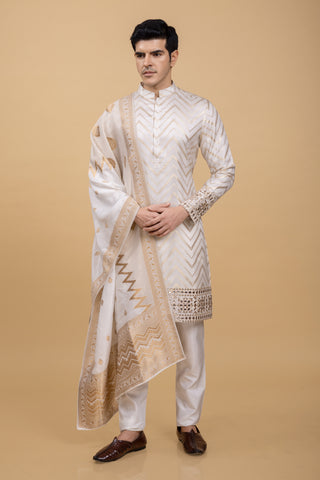 Cream Kurta pajama for wedding