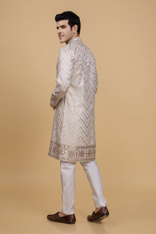 CREAM ROYAL KURTA SHAWL SET