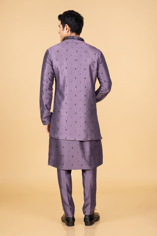LAVENDER SILK JACKET KURTA SET