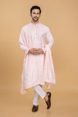 PINK PEAK SHAWL KURTA SET
