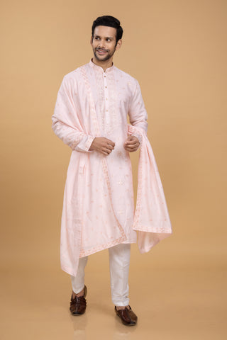 PINK PEAK SHAWL KURTA SET