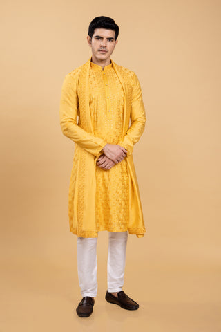 Yellow Kurta For Men For Haldi