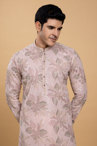 PINK FLORAL KURTA SET