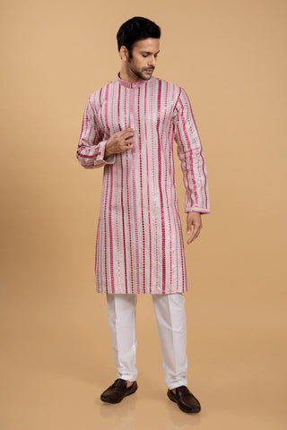 Pink Kurta Pajama For Men