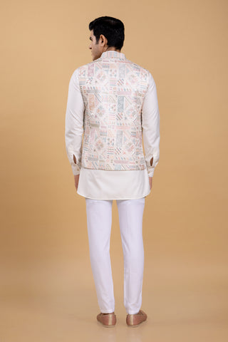 WHITE ROYAL JACKET KURTA SET