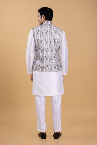 WHITE SAMUDRI JACKET KURTA SET