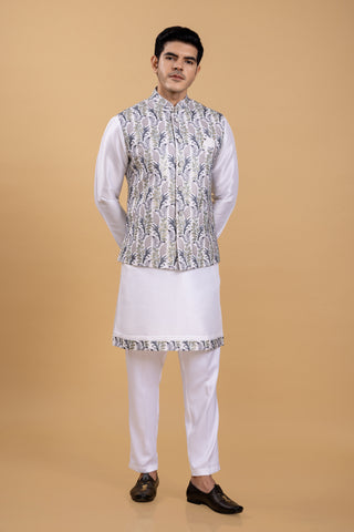 WHITE SAMUDRI JACKET KURTA SET
