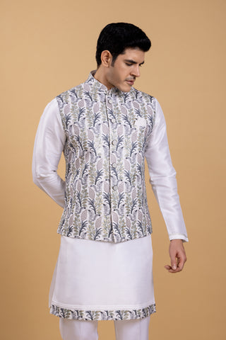 WHITE SAMUDRI JACKET KURTA SET