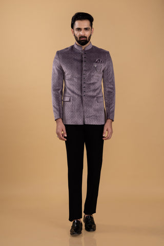 PURPLE VELVET JODHPURI SET