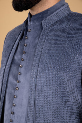 OBTUSE BLUE SUEDE SHRUG INDOWESTERN