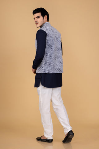 BLUE ASMAAN JACKET KURTA SET