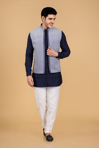 BLUE ASMAAN JACKET KURTA SET