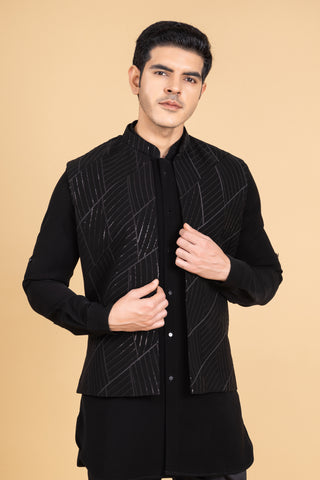 Black designer coti kurta set
