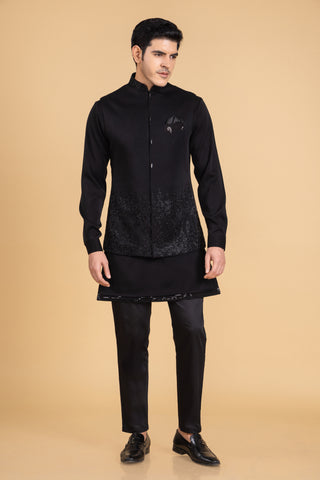 BLACK SIROSKI JACKET KURTA SET