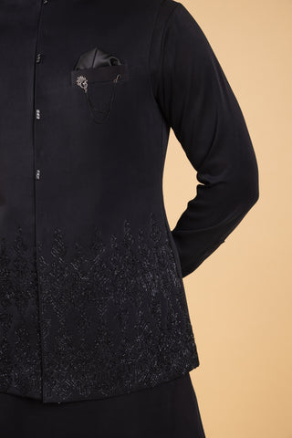 BLACK SIROSKI JACKET KURTA SET