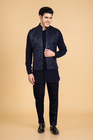 Blue Jacket Kurta Set