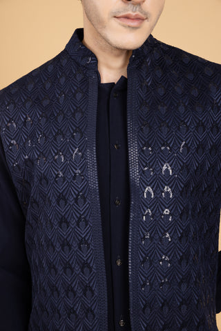 BLUE CORAL JACKET KURTA SET