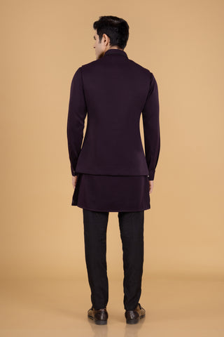 WINE SIROSKI JACKET KURTA SET